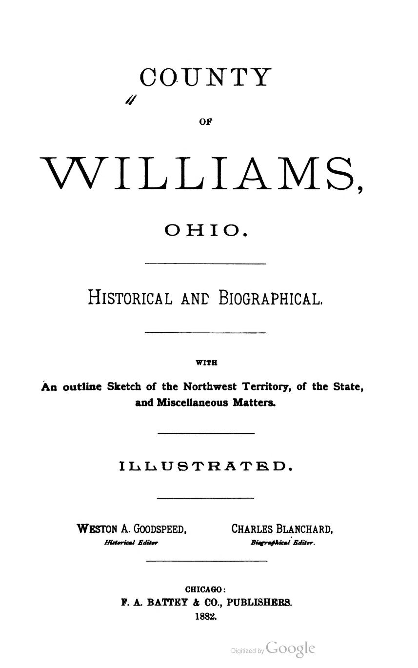 Williams County Archives Ohio Genealogy